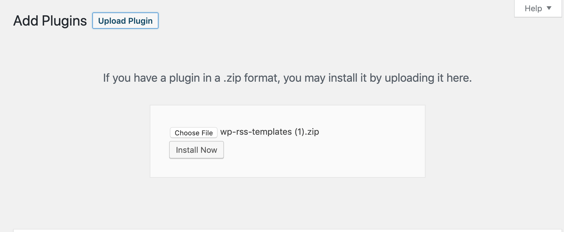 Uploading the Templates zip folder.