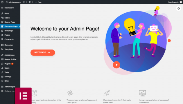 WP Admin Pages pro