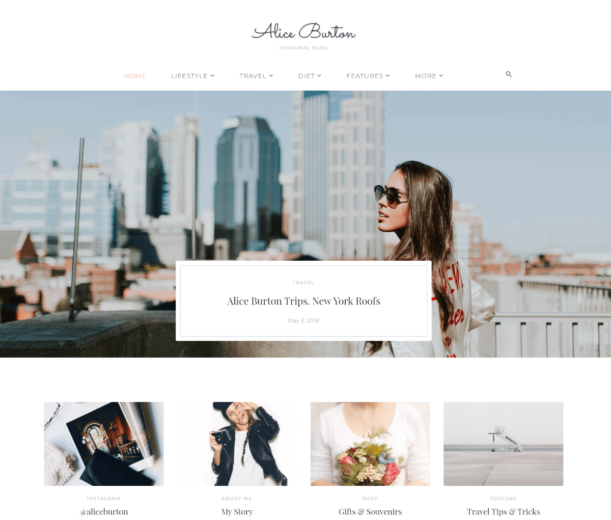 Alice Burton One Page Portfolio WordPress Themes