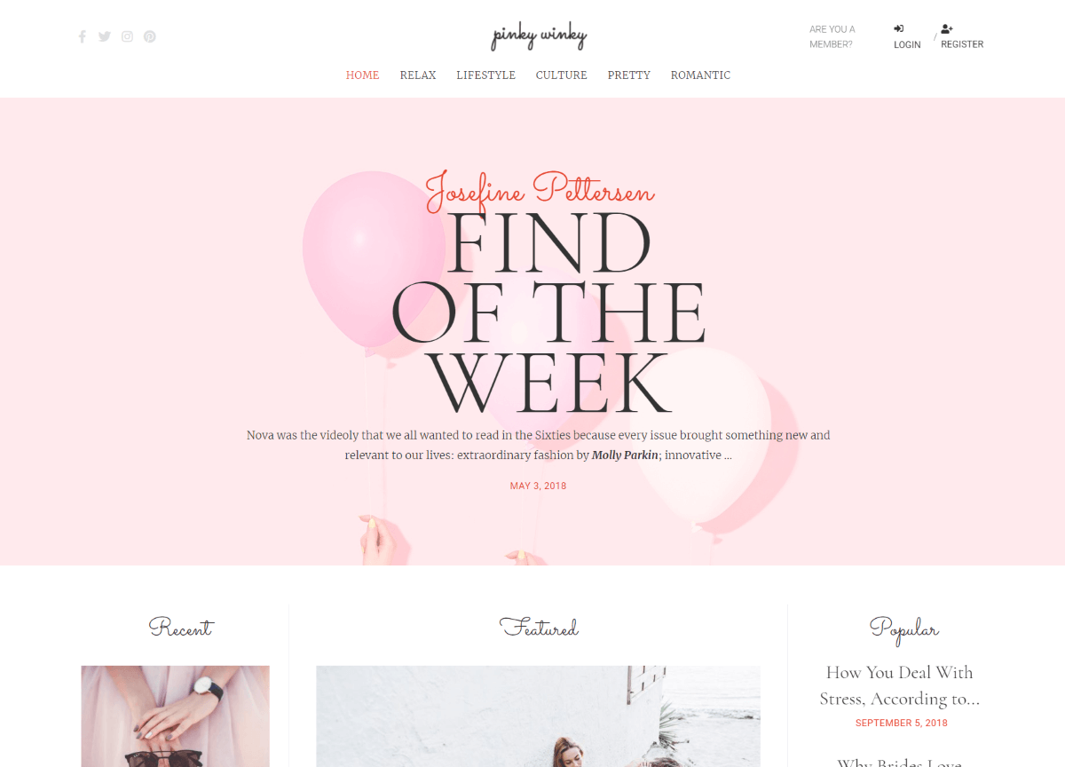Pinky Winky One Page Portfolio WordPress Themes