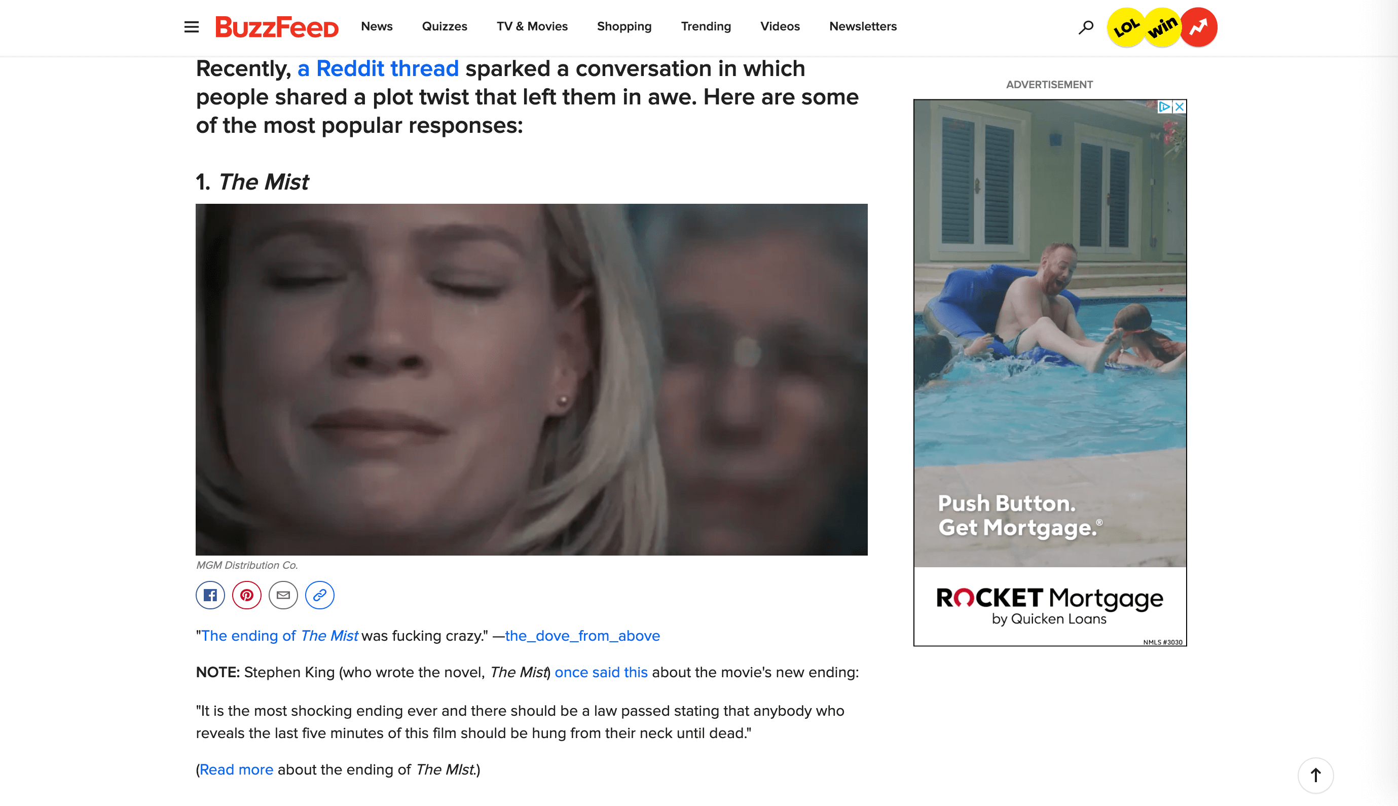 A Buzzfeed post that includes curated content.