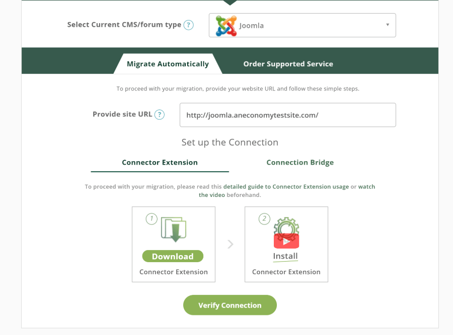 Connect to Joomla site