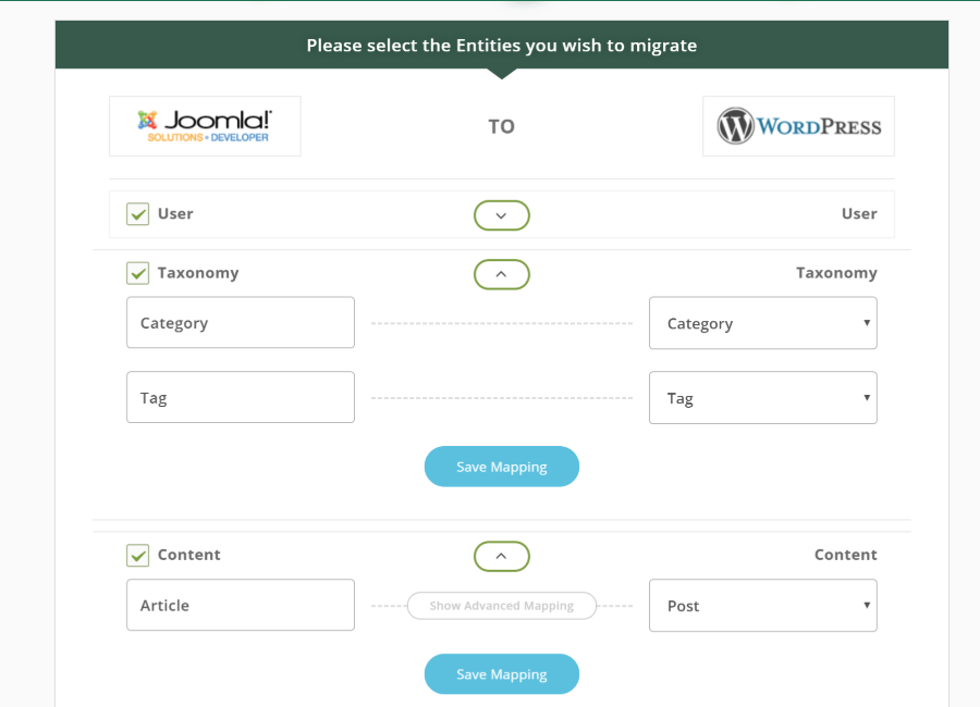 Map content for migration