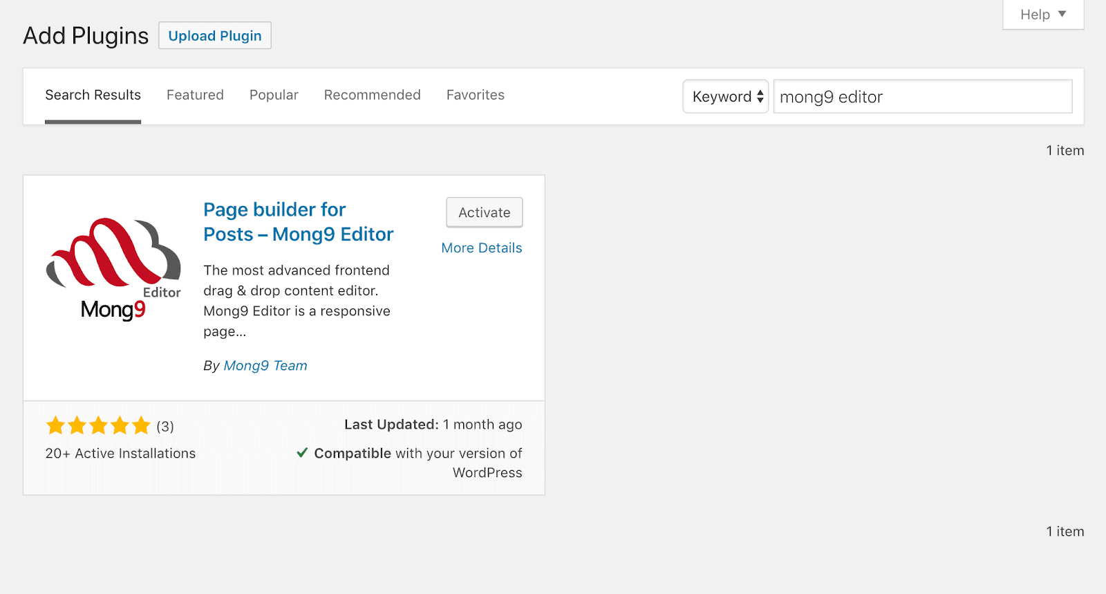 The WordPress Plugins page.