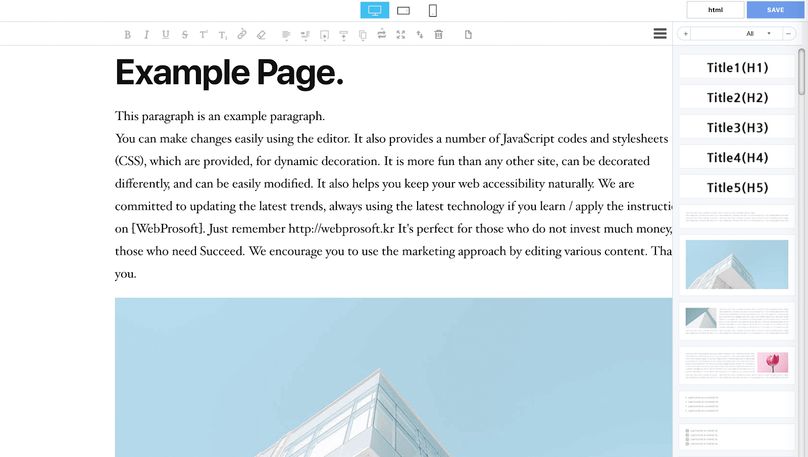 An example of a page in the Mong9 editor.