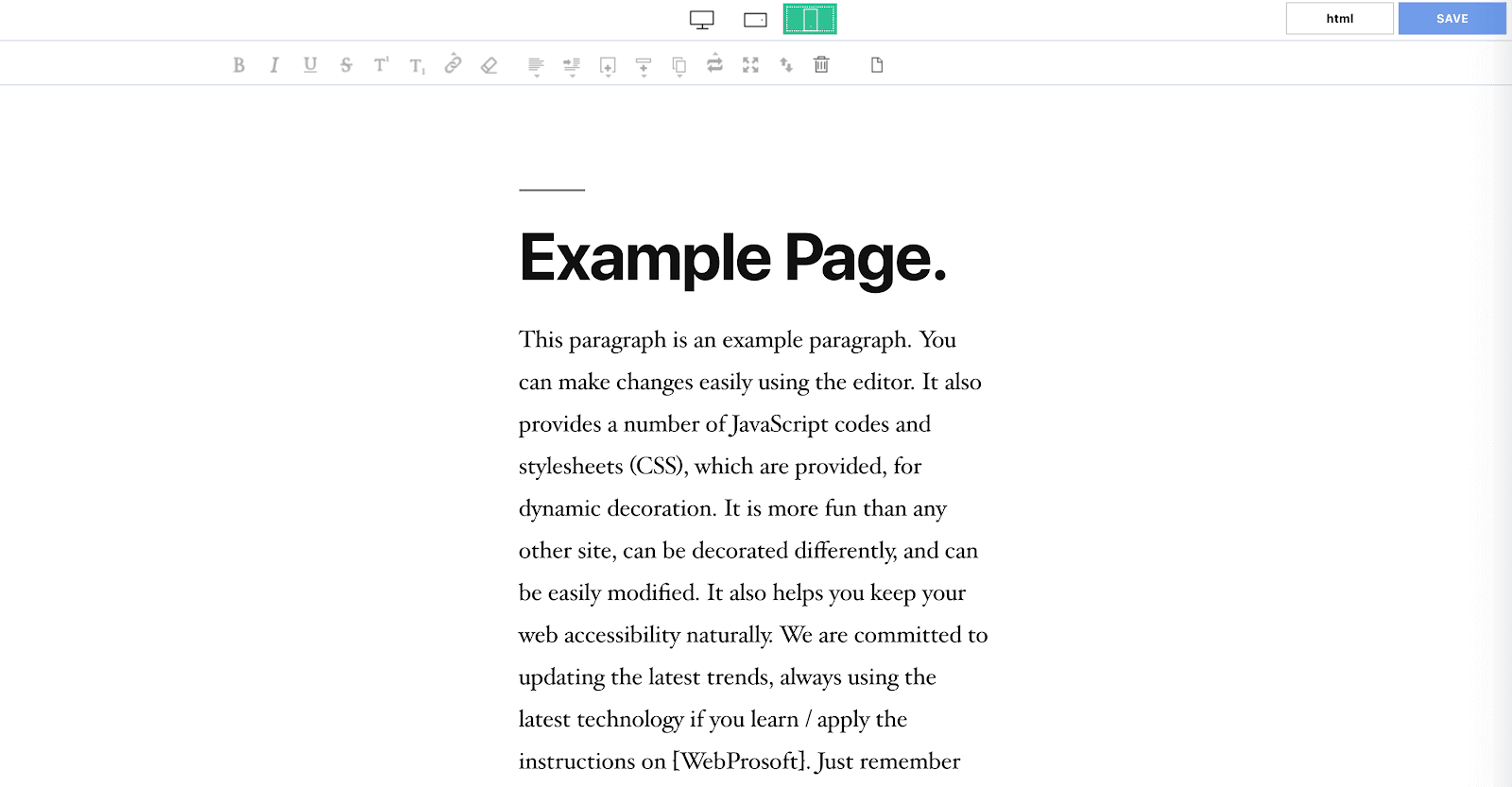 Previewing page builder content.