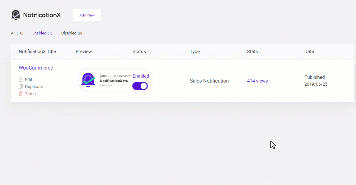 NotificationX analytics