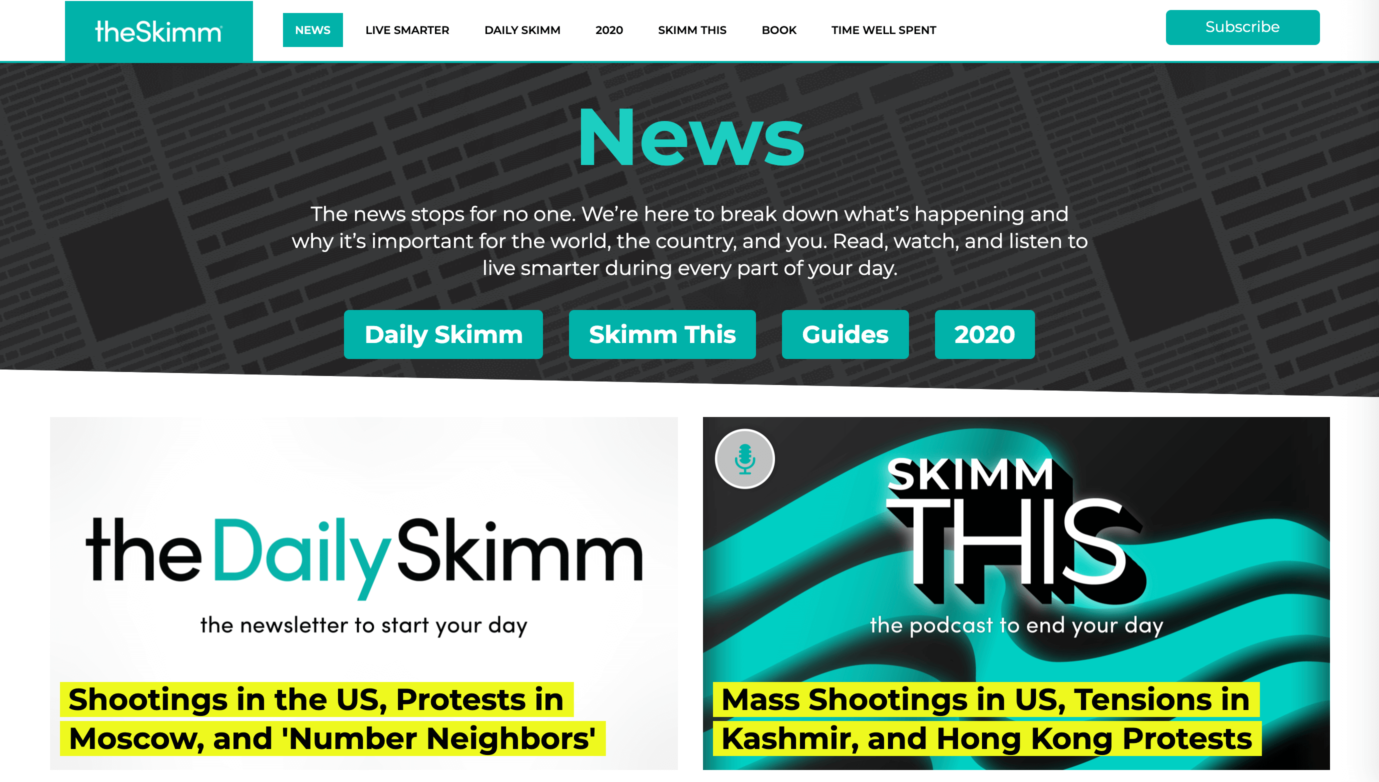 TheSkimm news content curation site.