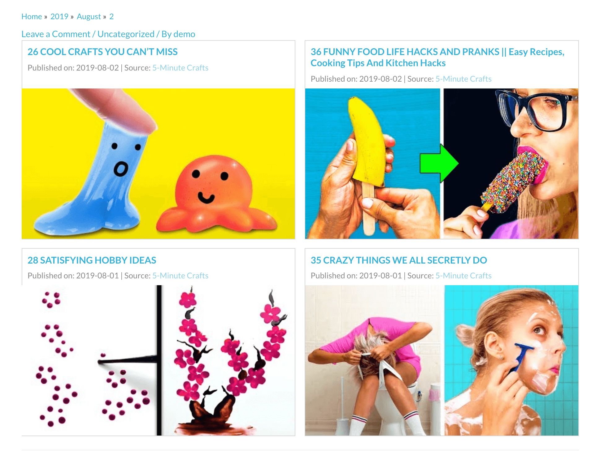 A YouTube video gallery.