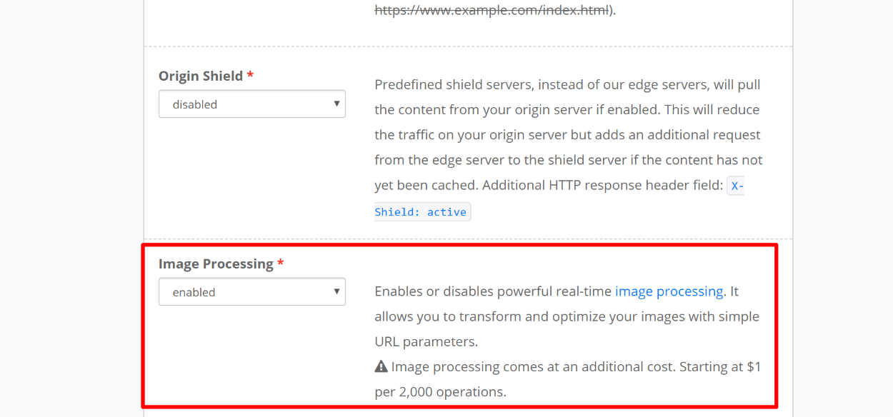 Enable KeyCDN image processing