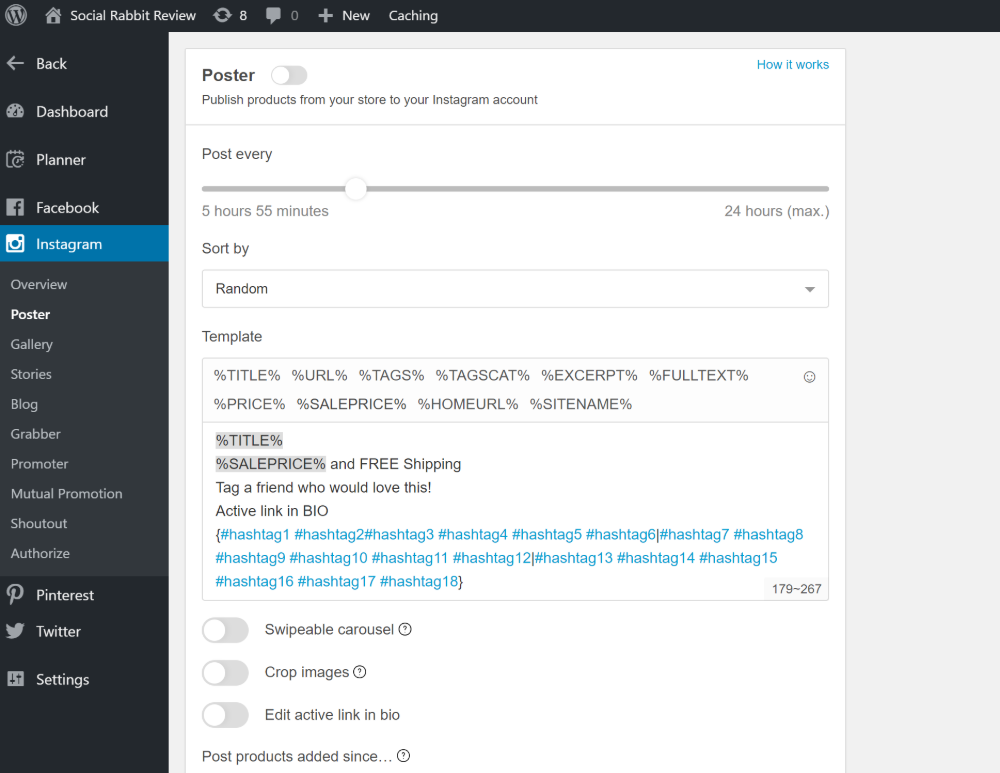 Social Rabbit product autoposting
