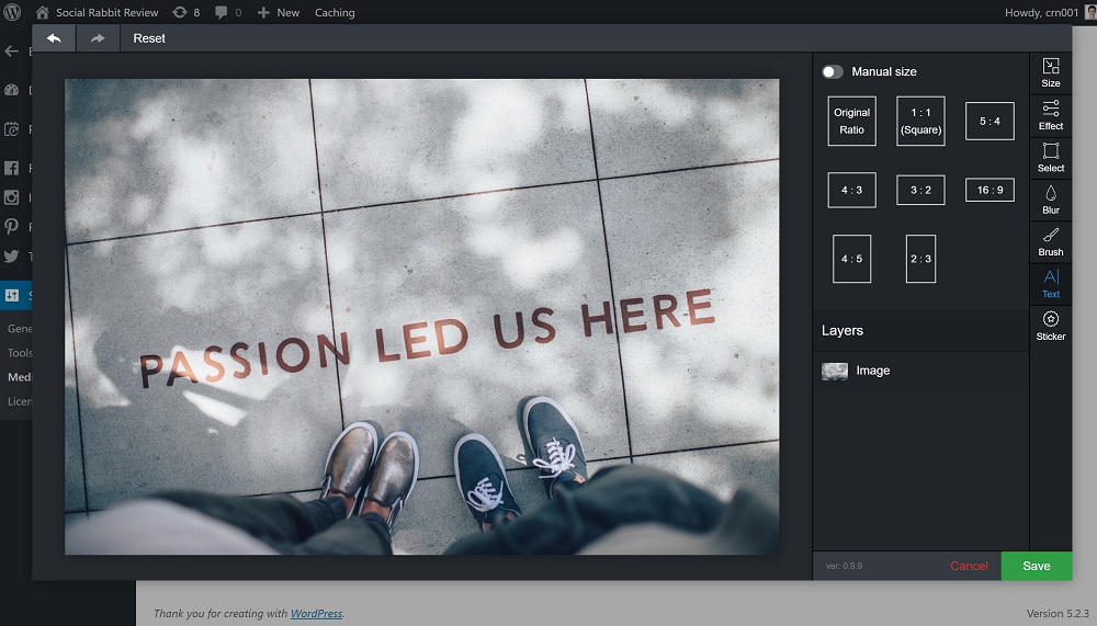 Social Rabbit image editor