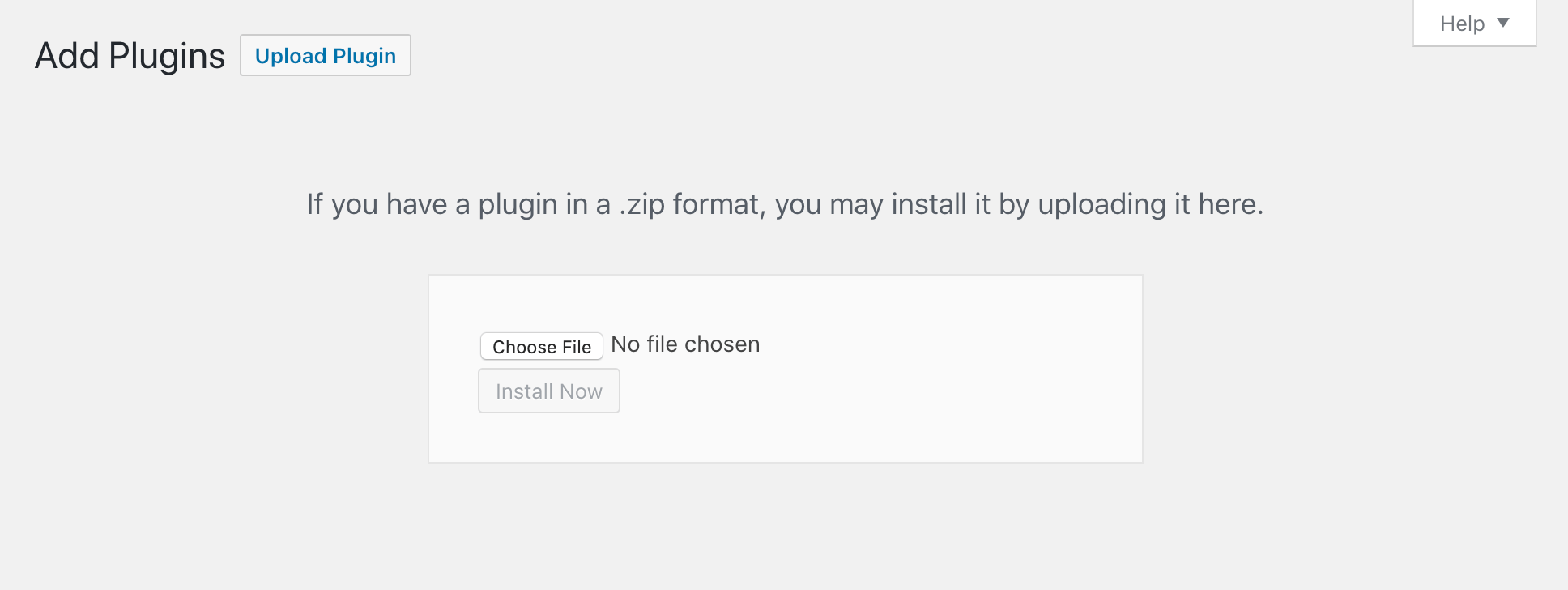 The plugin upload page.