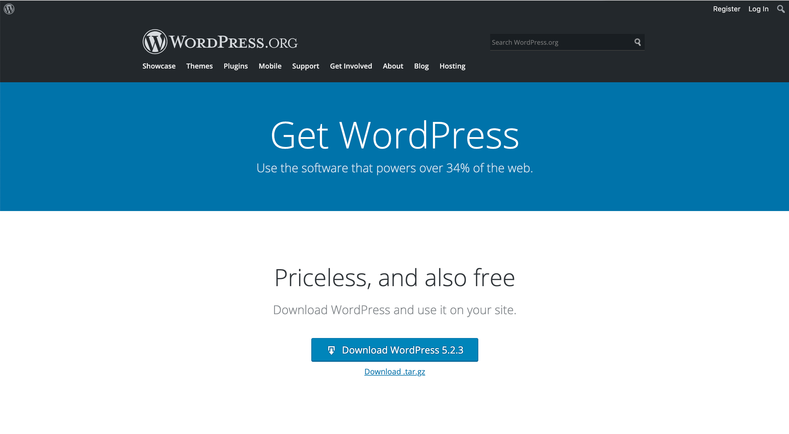 The WordPress Download page.
