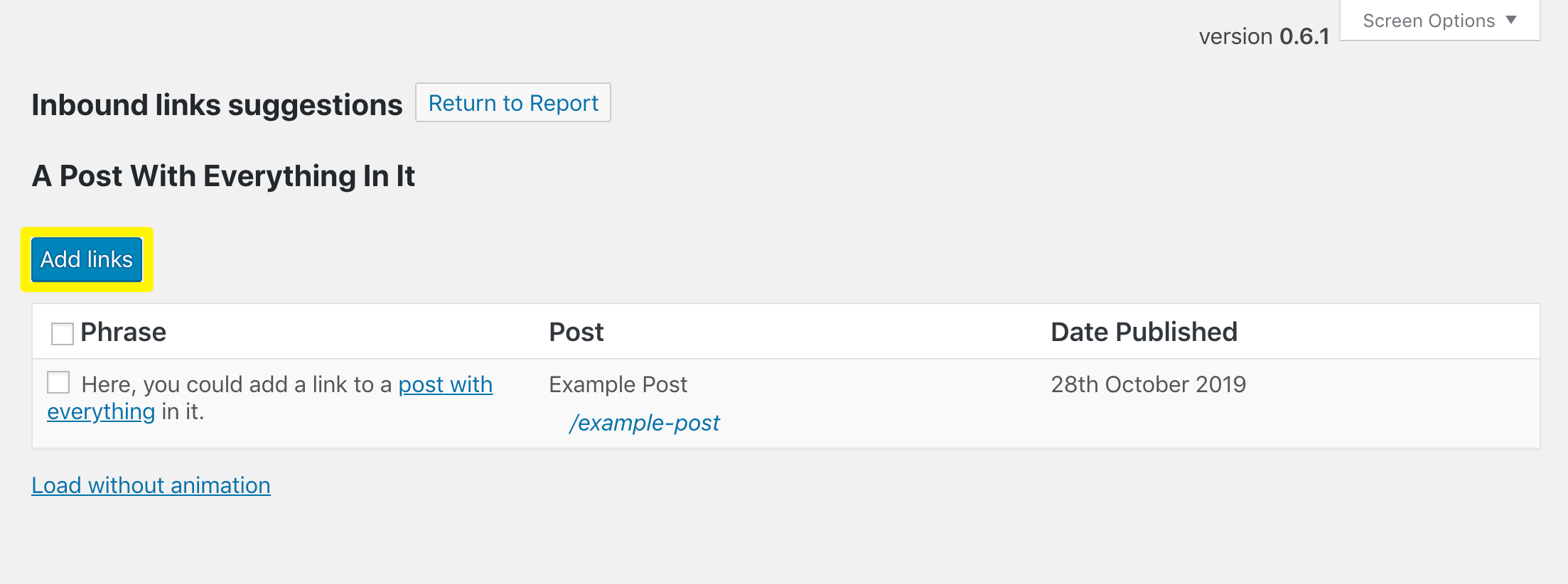 Link Whisper outbound internal links suggestions.