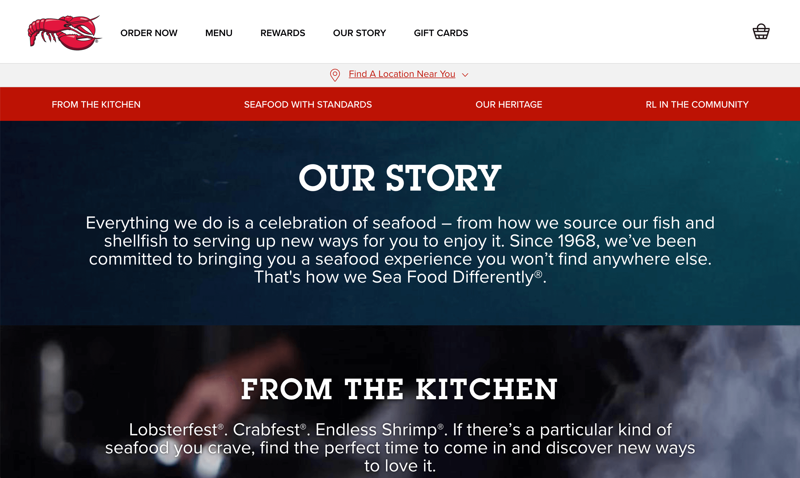 The About page for Red Lobster.