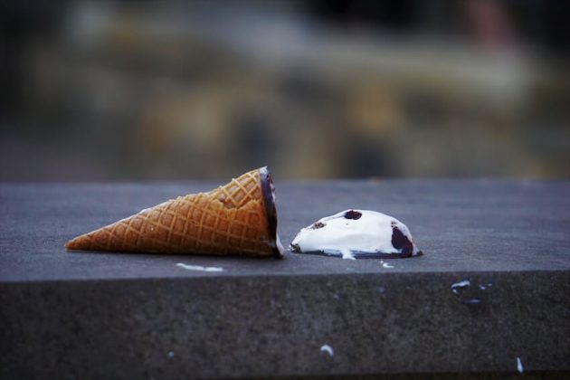 A dropped ice cream cone.