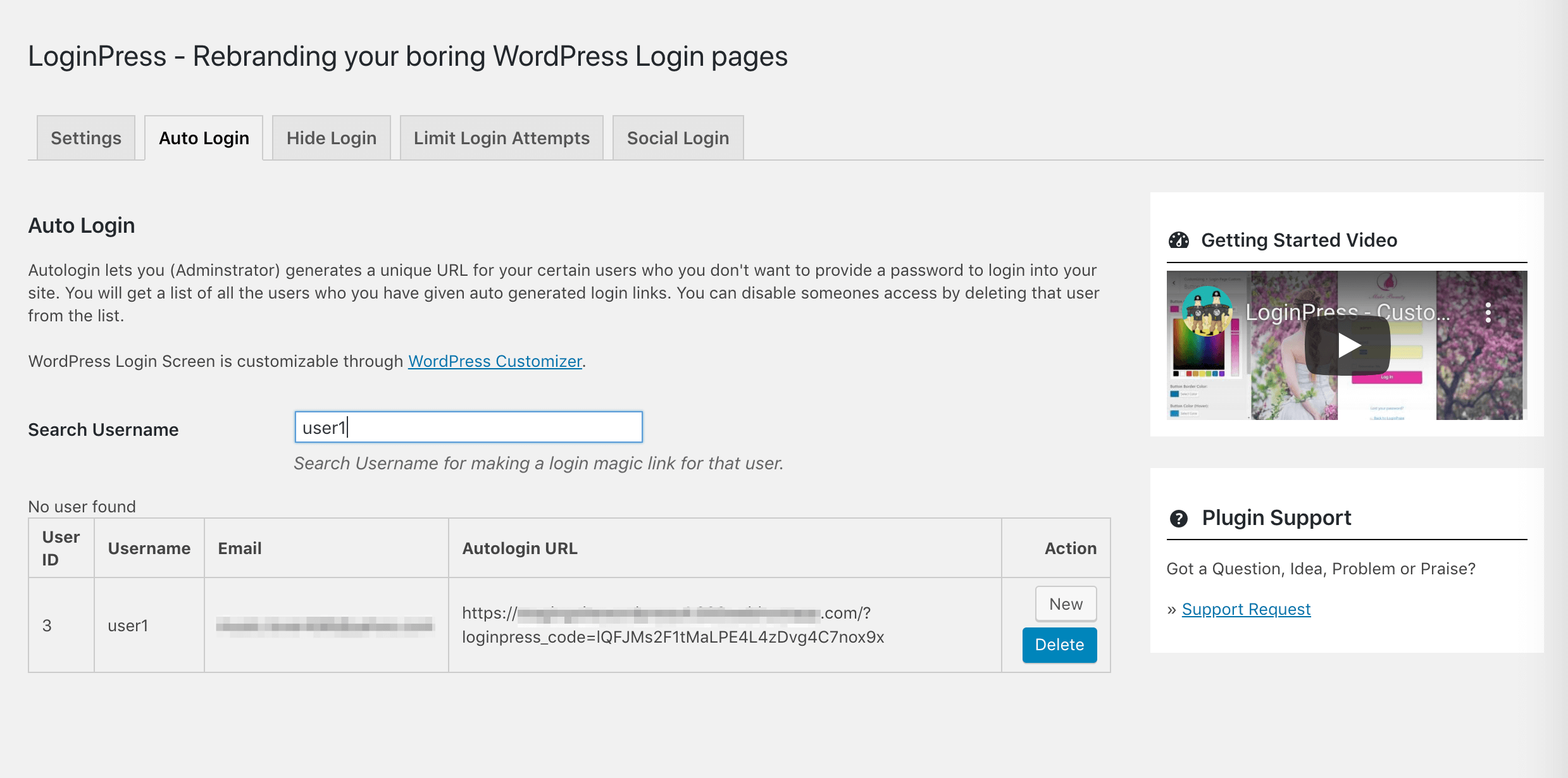 The LoginPress Auto-Login feature.