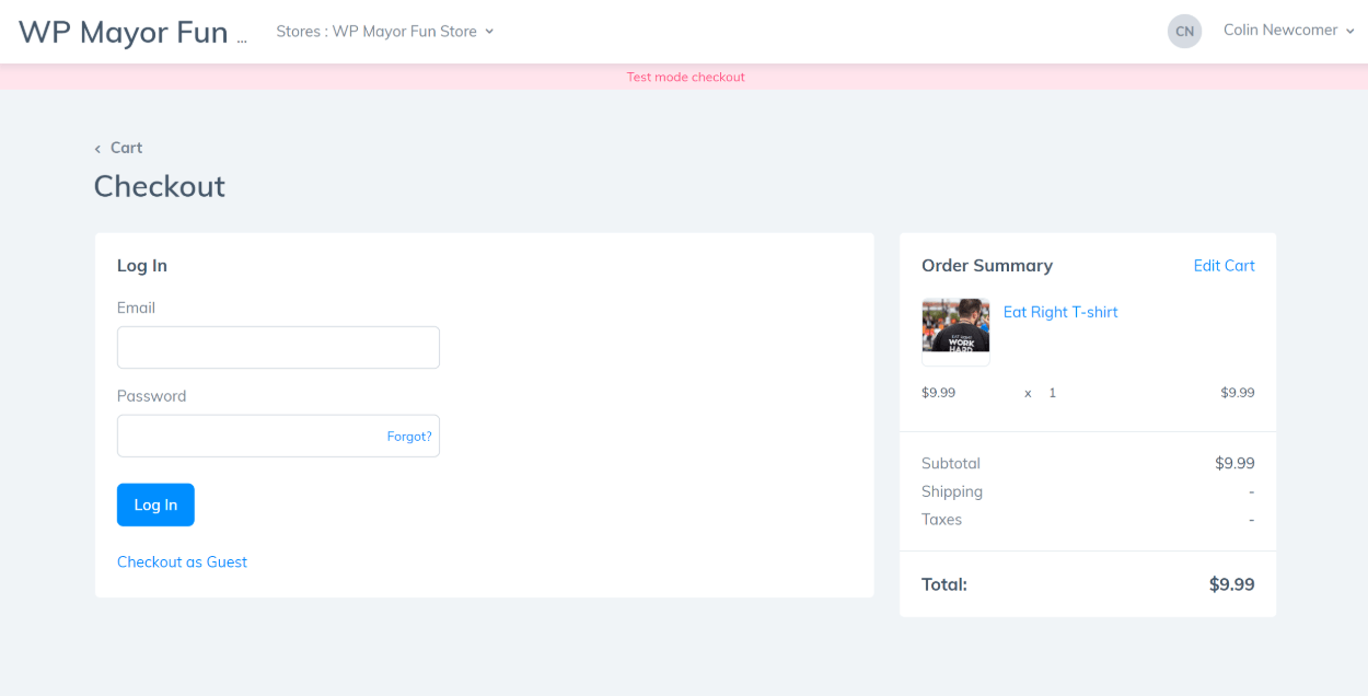 Checkout page