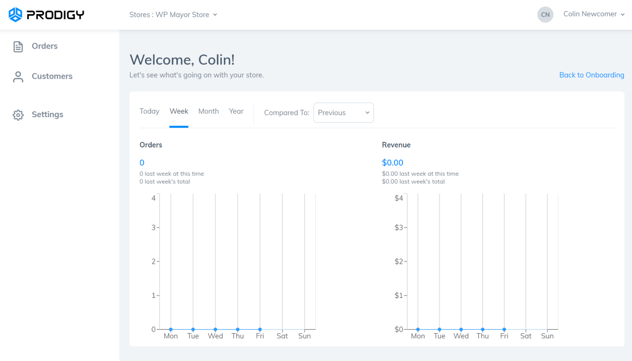 Prodigy dashboard