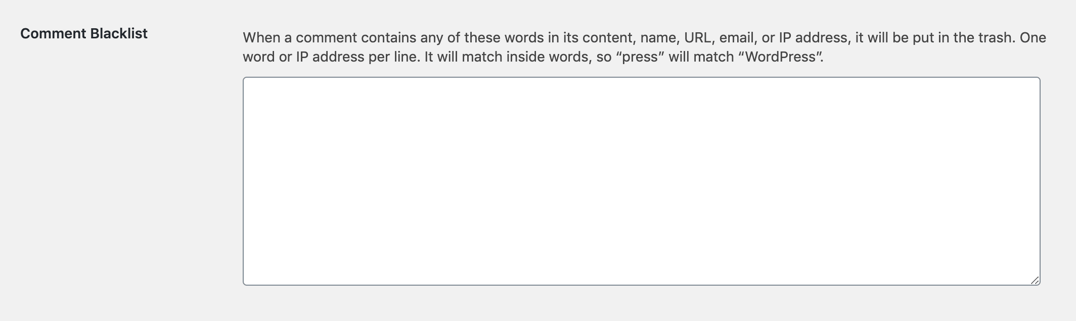 The WordPress comments blacklist feature.