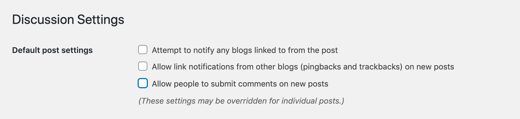Disabling comments in WordPress.