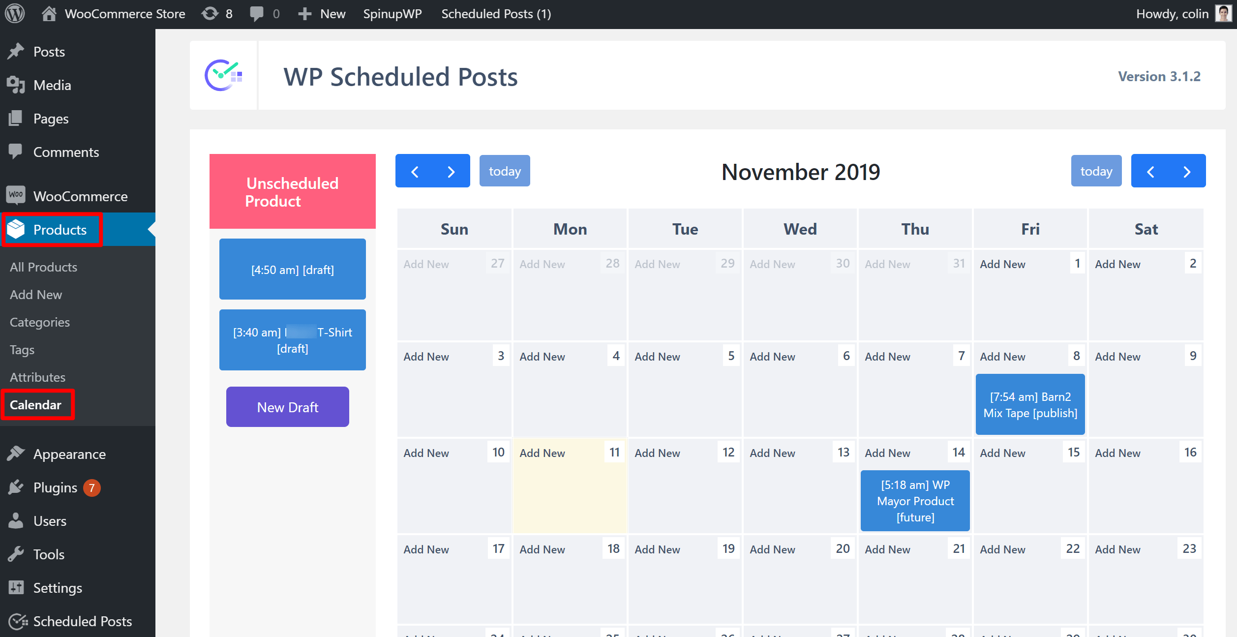Product calendar