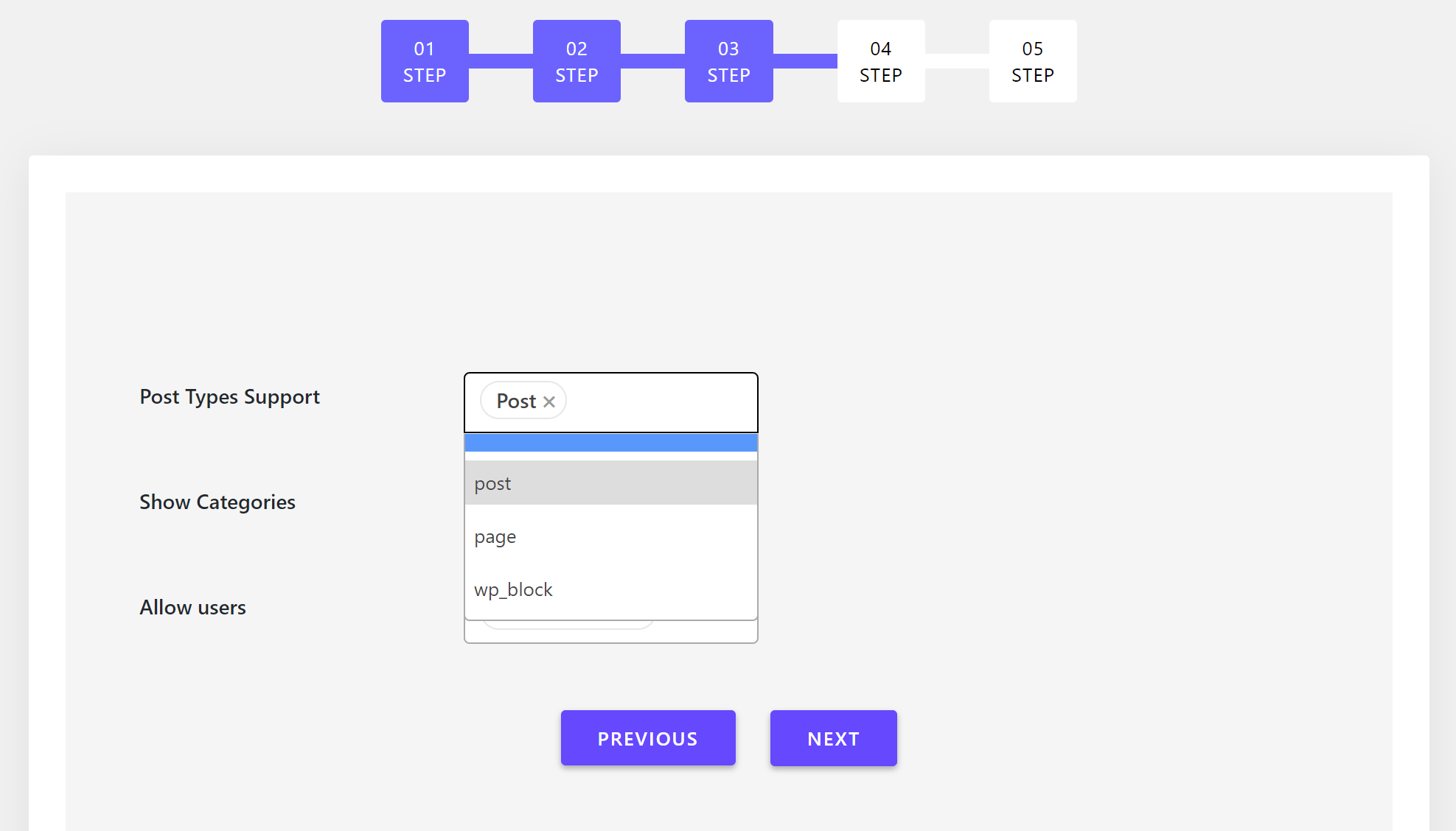 Choose post types