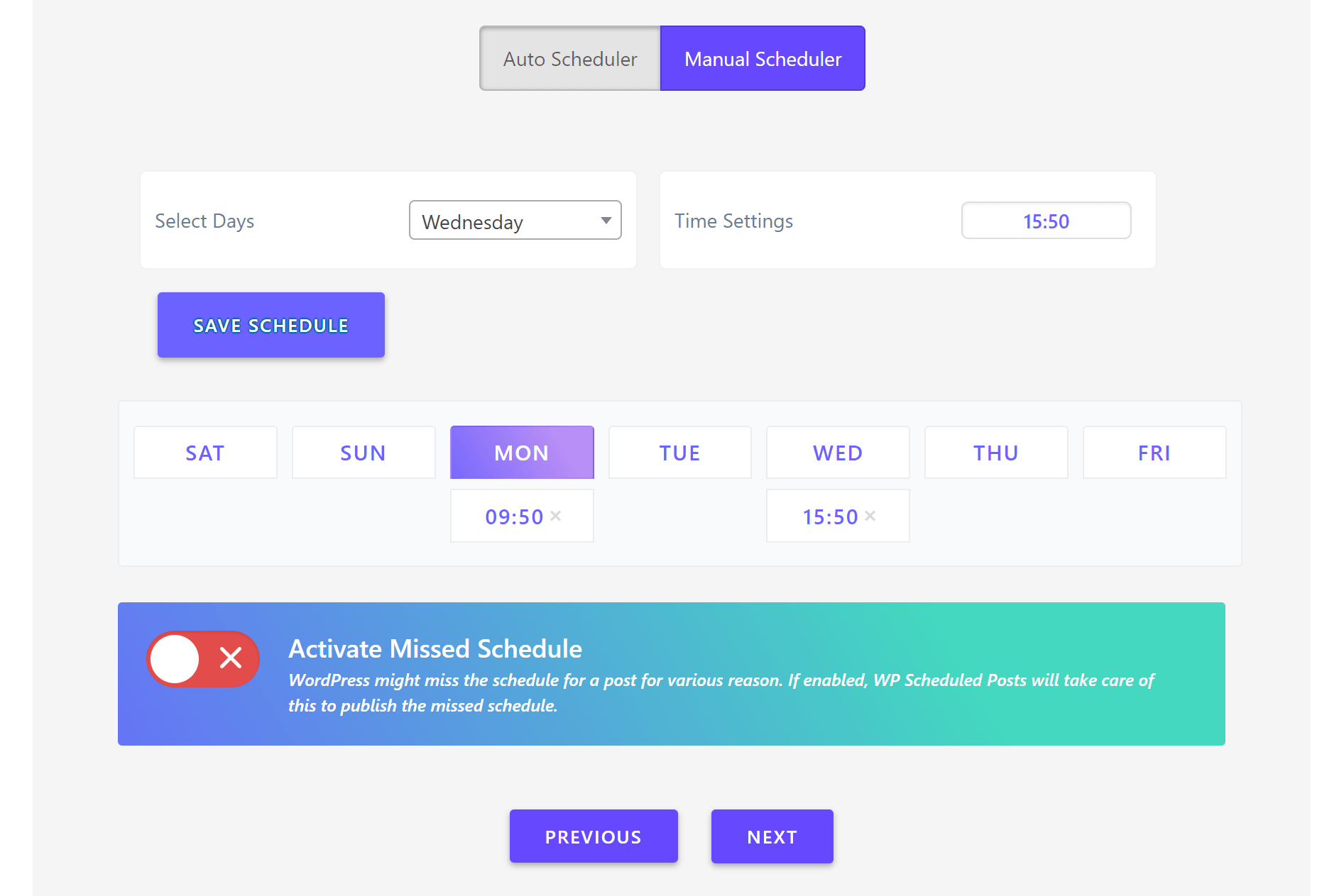 Manual scheduler