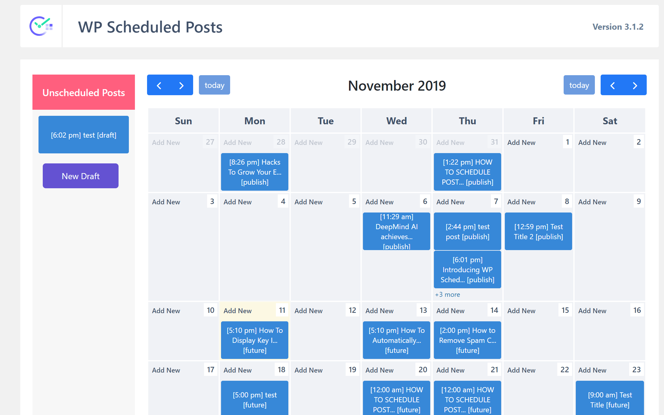New content calendar