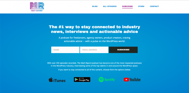 Matt Report podcast website on WordPress