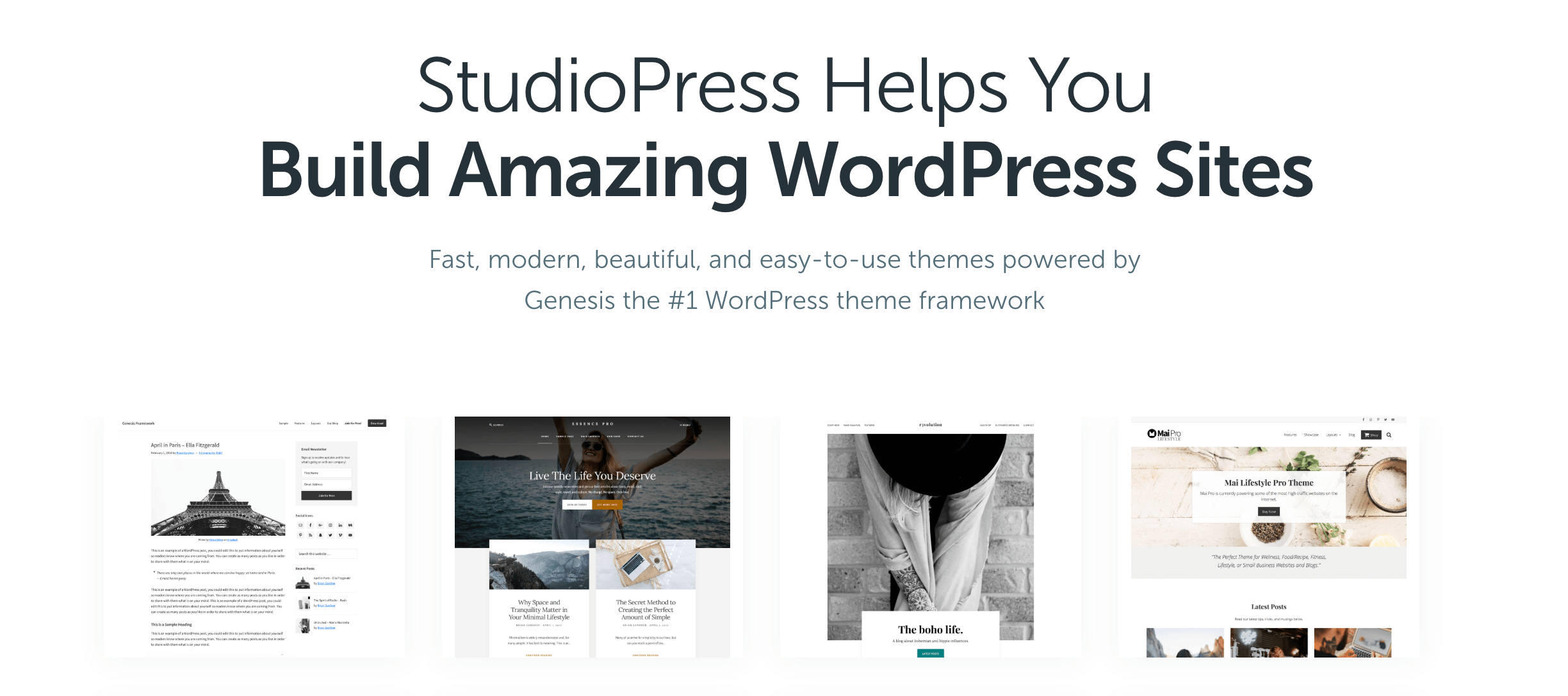 The StudioPress homepage.