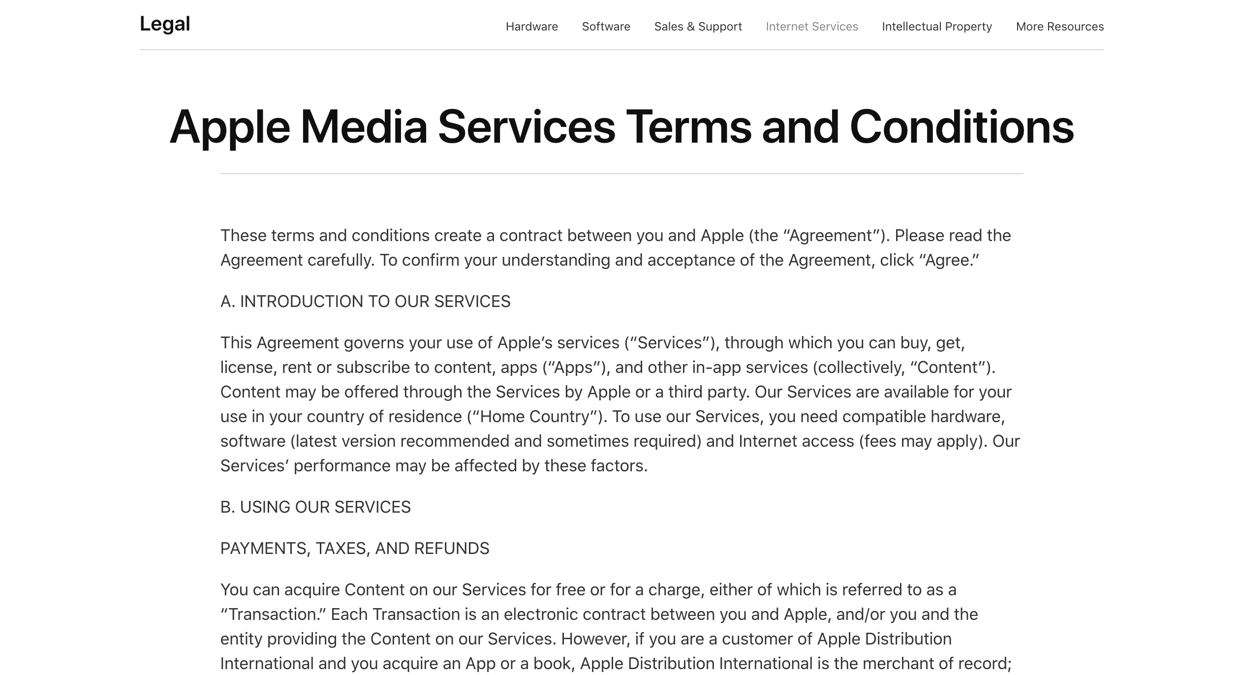 The Apple Media Services Terms and Conditions.