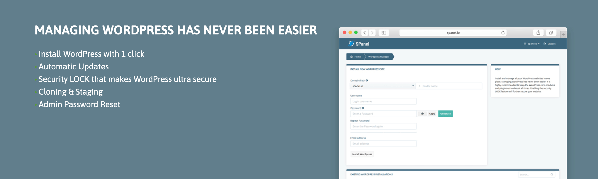 Scala Hosting's SWordPress Manager.