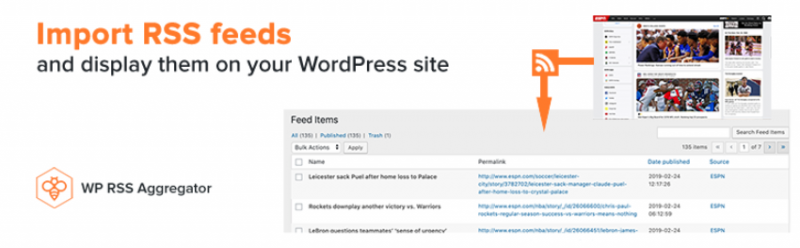 The WP RSS Aggregator WordPress plugin.