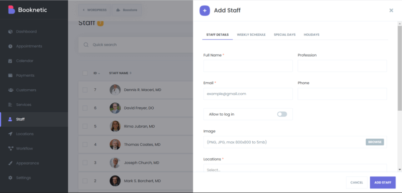 Booknetic Add Staff