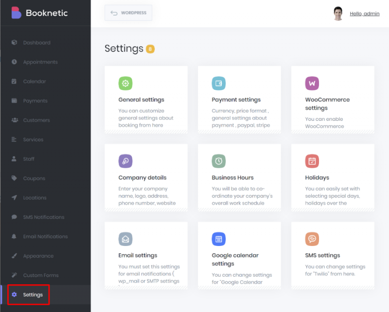 Booknetic settings