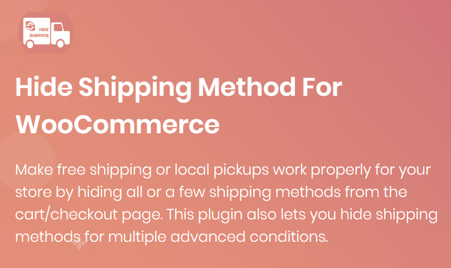 Hide Shipping Method For WooCommerce