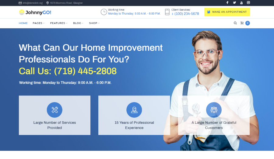 JohnnyGo - Multipurpose Home Services WordPress Theme