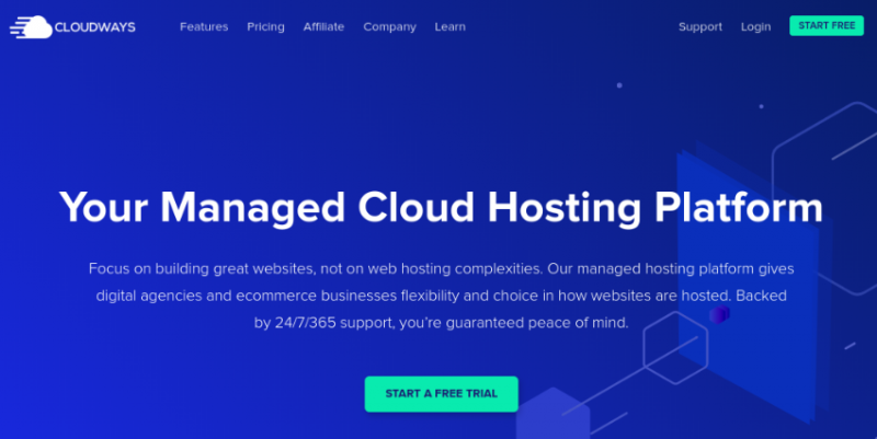 The Cloudways website homepage.