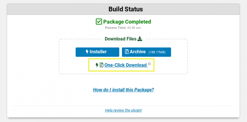 The download files page on the Duplicator WordPress plugin.