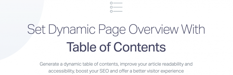 Elementor's Table of Contents