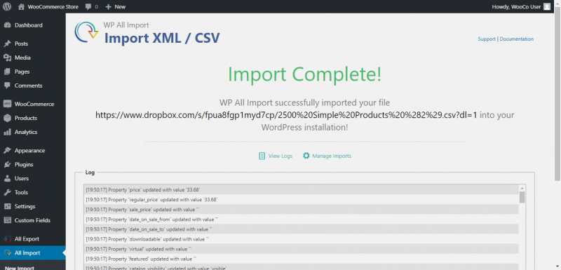 import complete page