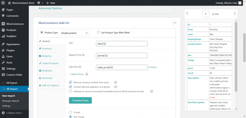 import products product data general
