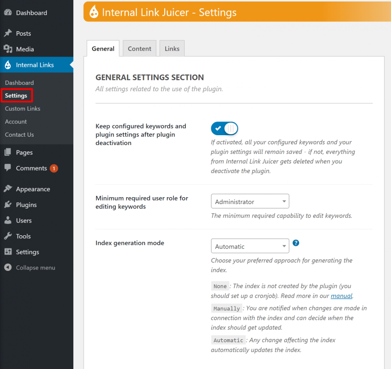 General settings