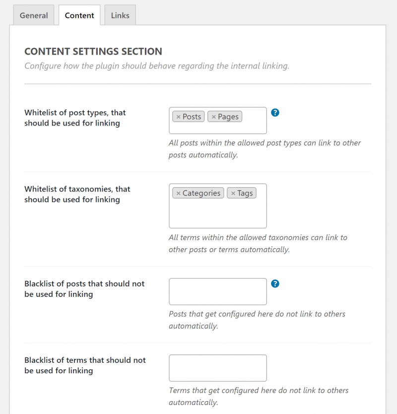 Content settings