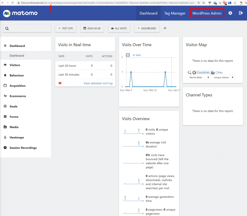Matomo dashboard