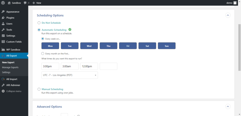 Scheduling options