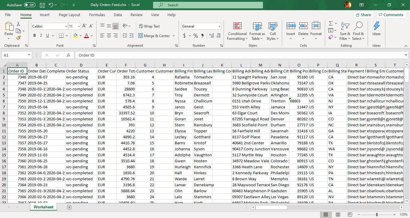 Excel view