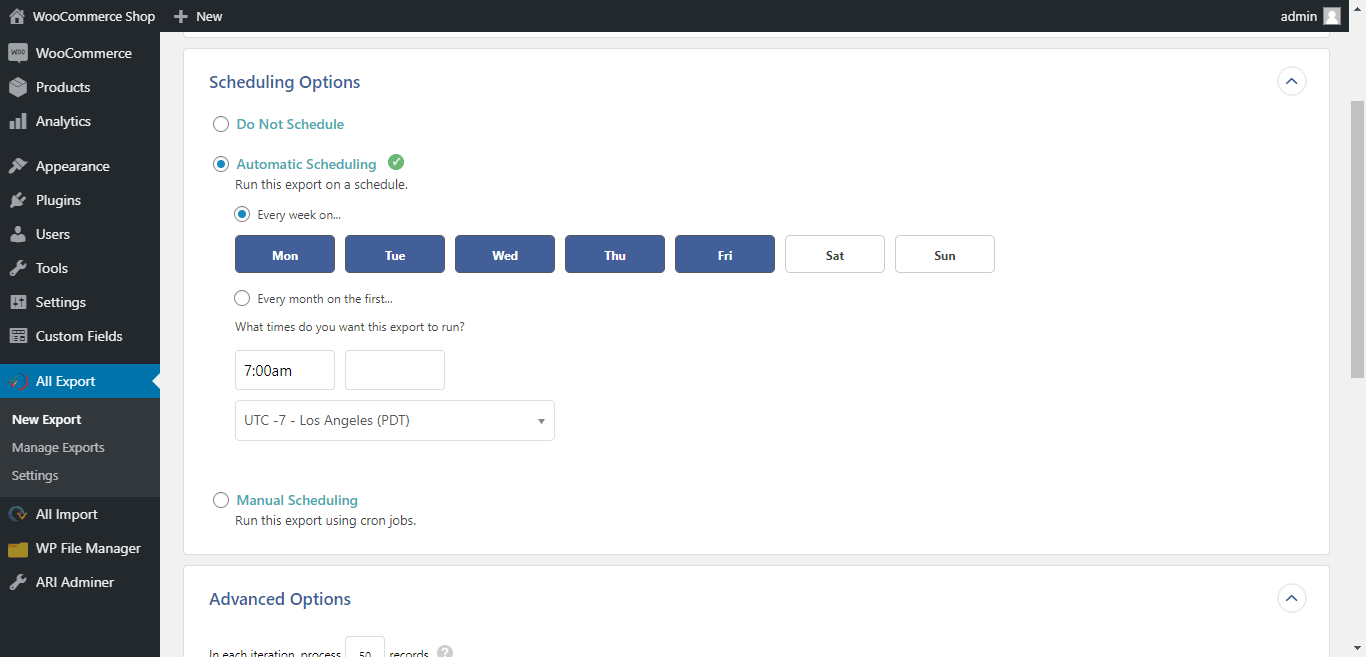 Scheduling options